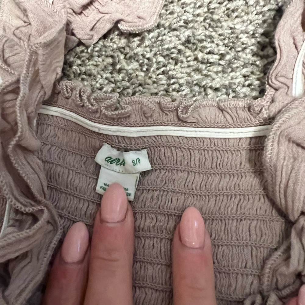 Aerie Blush Textured Top with Ruffled Straps - Picture 3 of 3